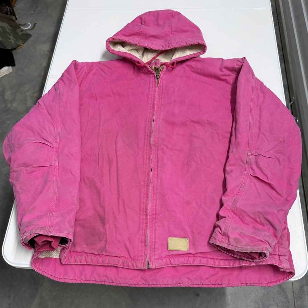 C.E. Schmidt Workwear Hooded Jacket Womens 2XL Pink Good Sherpa Lined Canvas